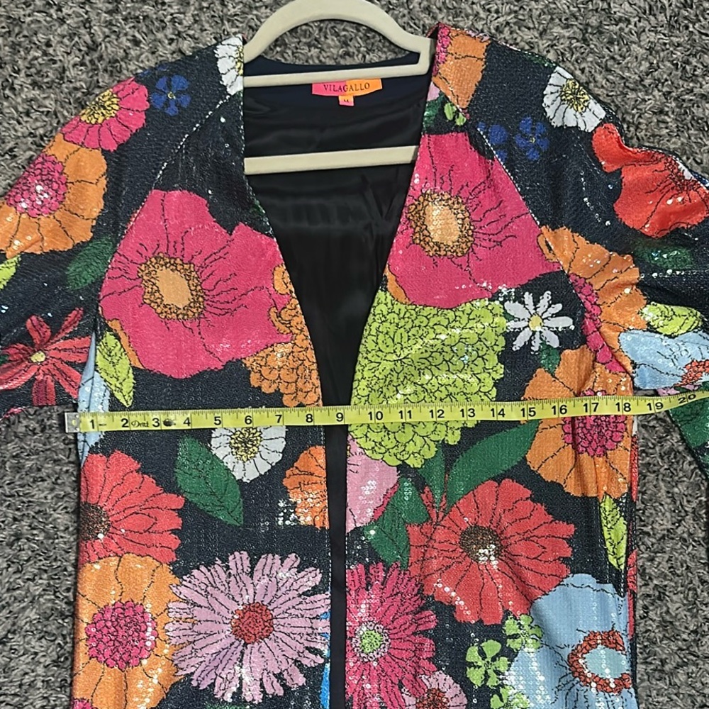 NWOT. Vilagallo Multicolor Sequin Kimono in Floral pattern. Size M. - Picture 8 of 8